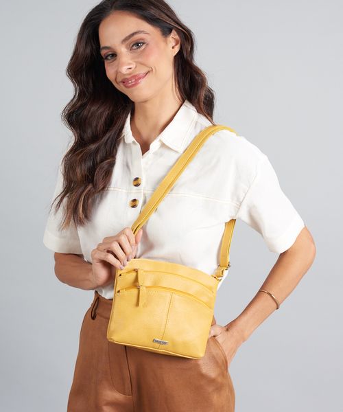 Bolsa p Couro Emilia - Mostarda