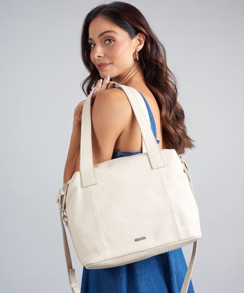 Bolsa g Couro Cotele - Offwhite
