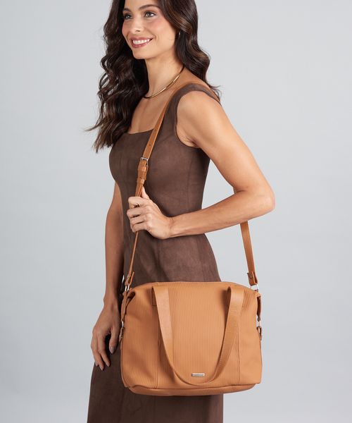 Bolsa g Couro Cotele - Caramelo