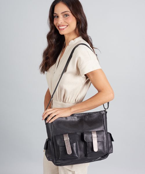 Bolsa g Couro Betina - Preto