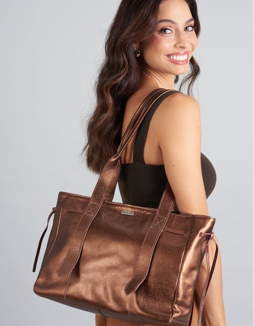 Bolsa g Couro Mariana - Bronze