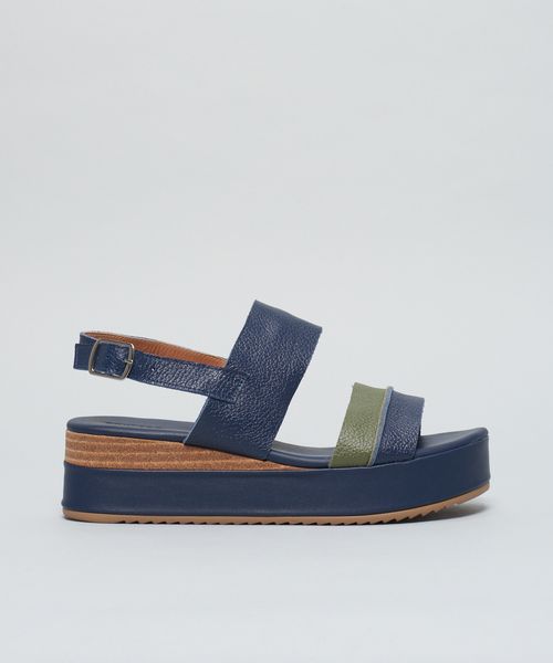 Plataforma Couro Belle - Navy