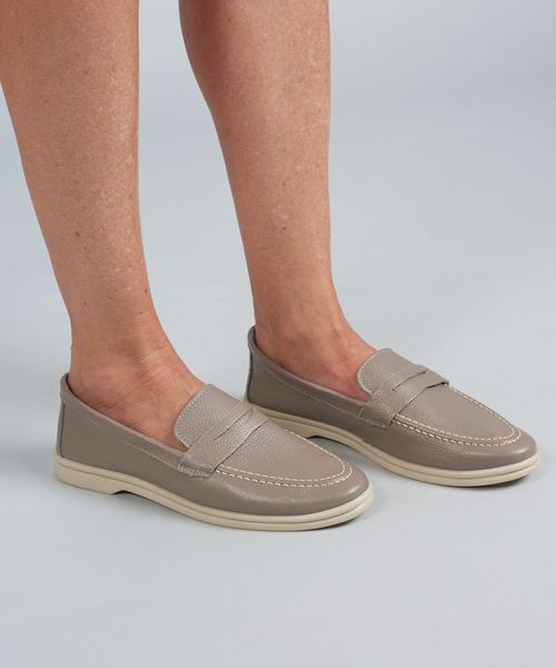 Mocassim Couro Lara - Cinza