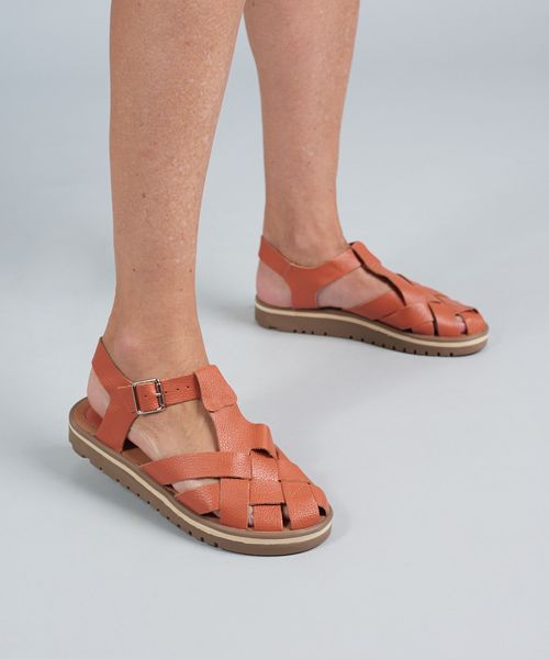 Rasteira Tratorada Entrelace - Ocre