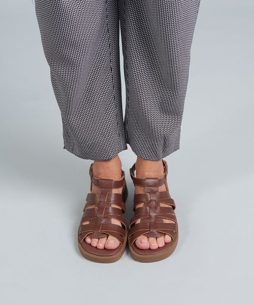 Rasteira Couro Tiras Bruna - Chocolate