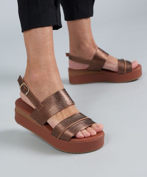 Plataforma Couro Belle - Bronze
