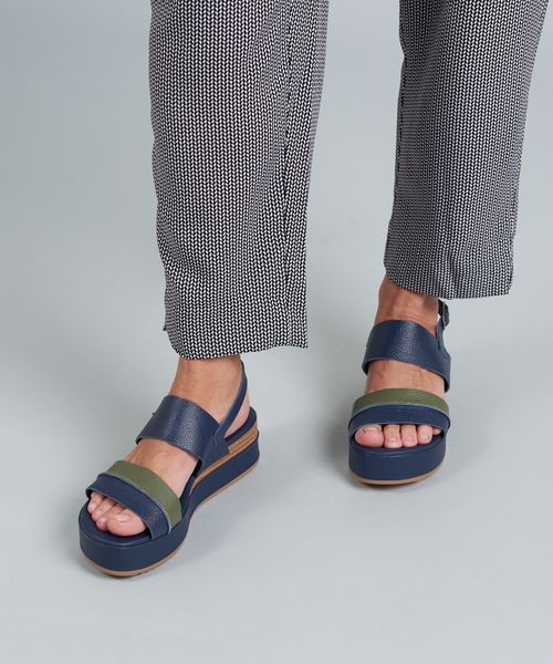 Plataforma Couro Belle - Navy