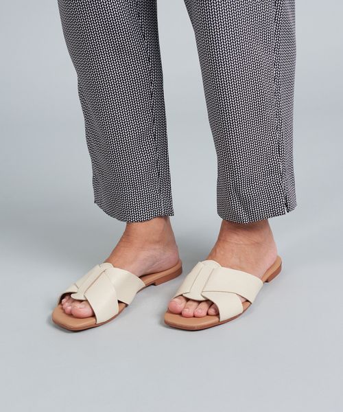 Rasteira Basica Couro Gabi - Offwhite