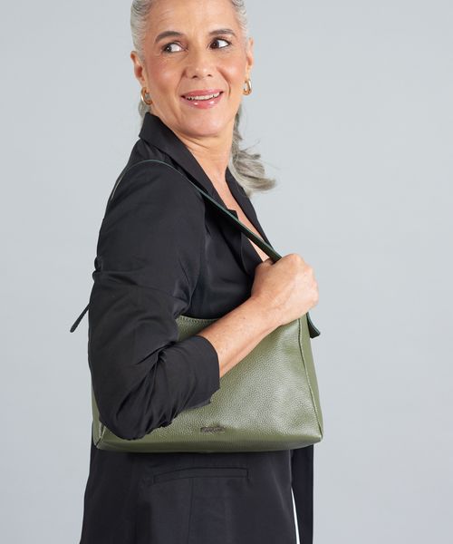 Bolsa m Couro 2 Alcas - Verde Militar