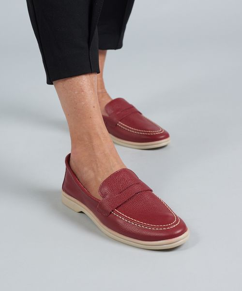 Mocassim Couro Lara - Merlot