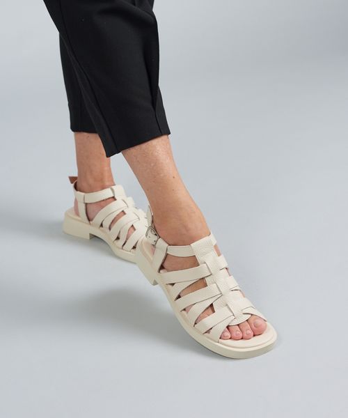 Rasteira Couro Tiras Bruna - Offwhite