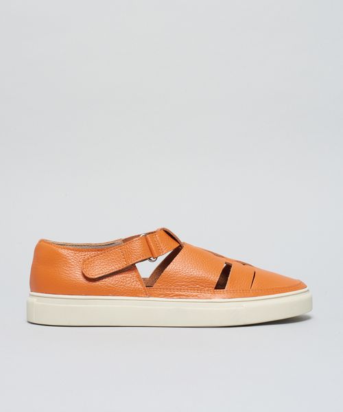 Tenis Couro Vazado Livia - Tangerina