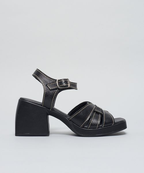 Meia Pata Couro Raquel - Preto