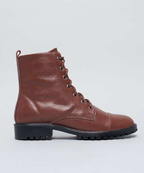 Coturno Couro Debora - Chocolate