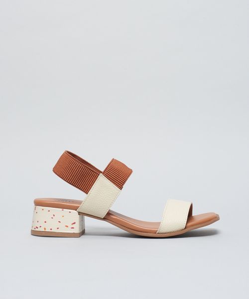 Sandalia Media Couro Amelia - Offwhite