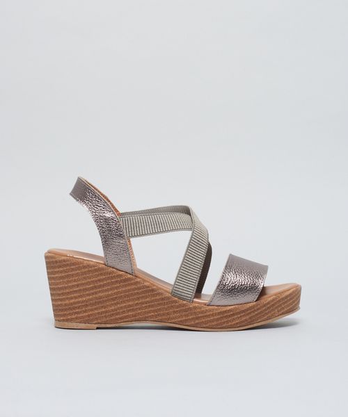 Anabela Couro Elastico Cruzado - Onix