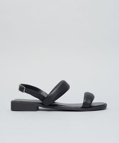 Rasteira Couro Puffer - Preto