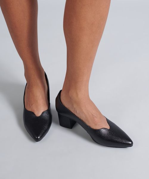 Scarpin Couro Mariana - Preto