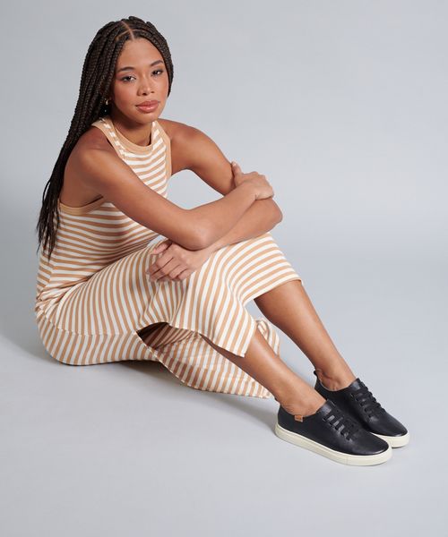 Tenis Couro Elastico Poazinho - Preto