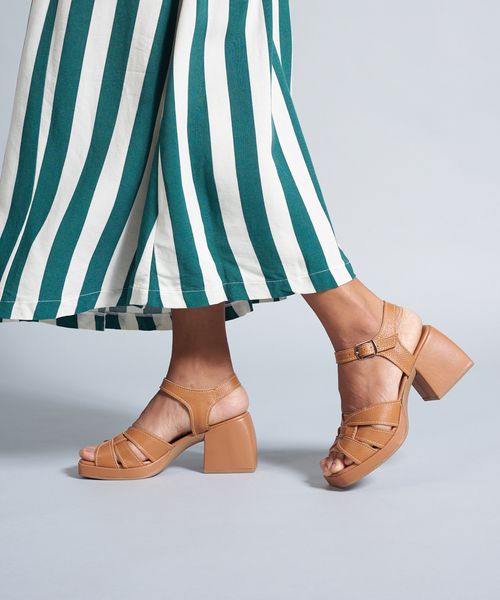 Meia Pata Couro Raquel - Caramelo