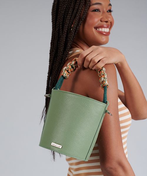 Bolsa p Baldinho Macrame - Pistache