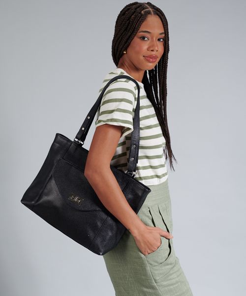 Bolsa g Fecho Metal - Preto