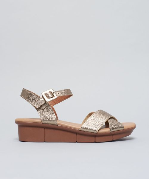 Anabela Couro Comfort - Prata Velho