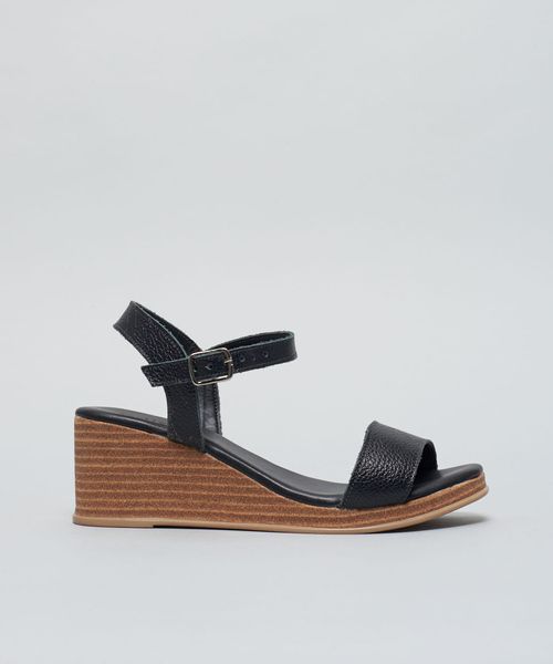 Plataforma Couro Tania - Preto