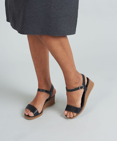 Plataforma Couro Tania - Preto