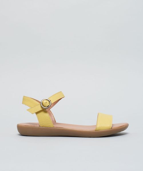 Rasteira Couro Comfort - Amarelo Polen