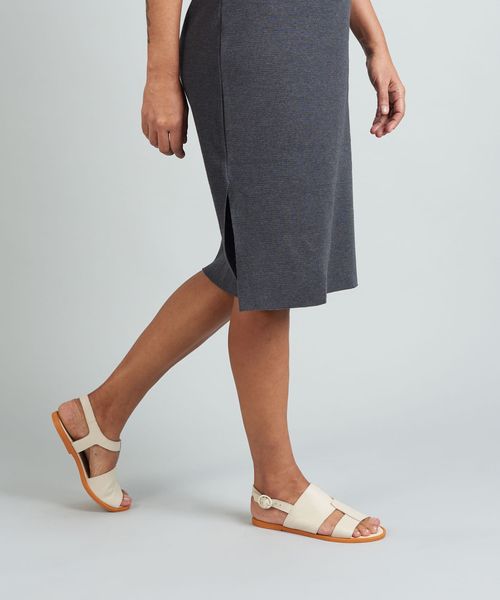 Rasteira Couro Sobreposicao - Offwhite