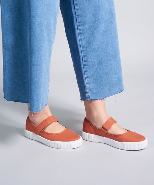 Sapatilha Lona Tira Velcro - Tangerina