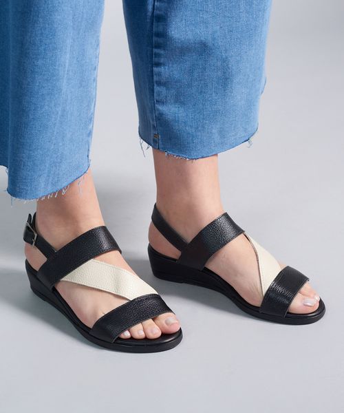 Anabela Couro Tiras Debora - Preto