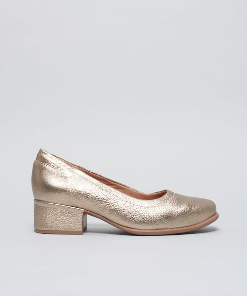 Scarpin Couro Pesponto - Prata Velho