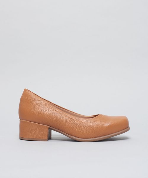 Scarpin Couro Pesponto - Caramelo