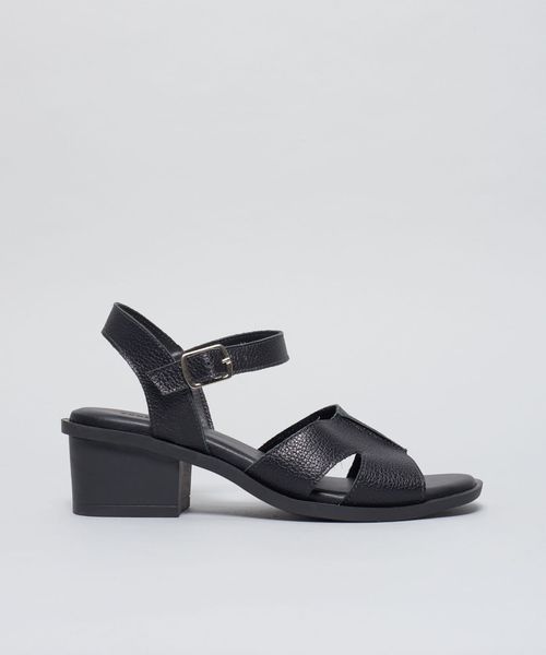 Sandalia Media Couro Amanda - Preto