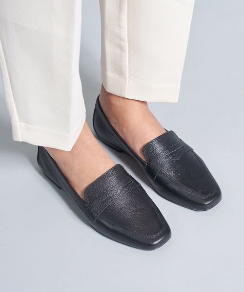 Mocassim Couro Gravata - Preto