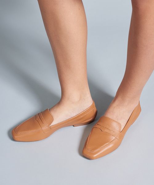 Mocassim Couro Gravata - Caramelo