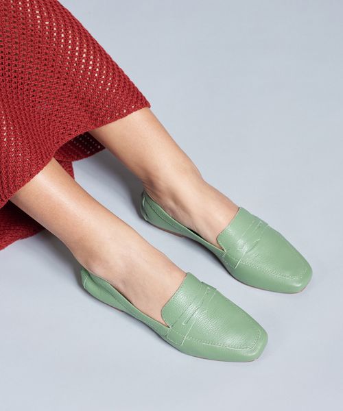 Mocassim Couro Gravata - Pistache