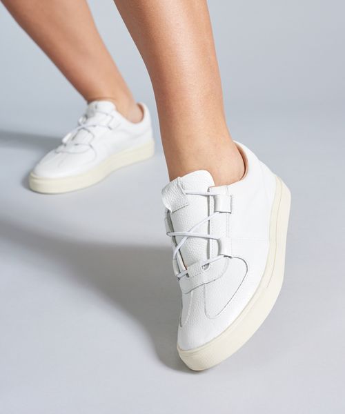 Tenis Couro Passante Elastico - Branco