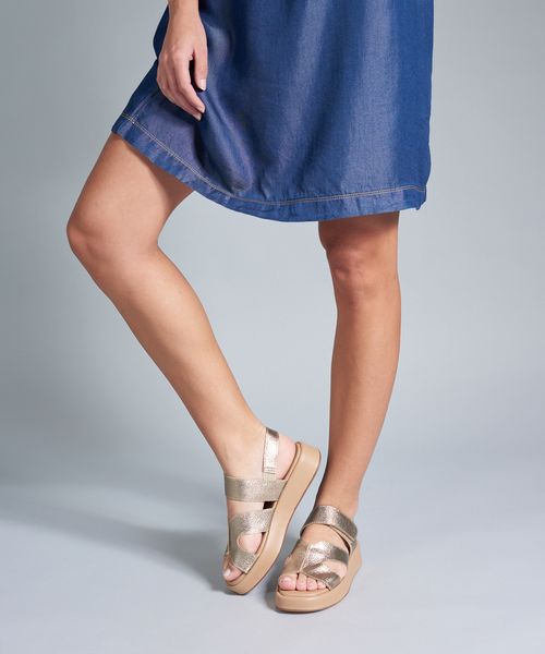 Flat Couro Helo - Prata Velho