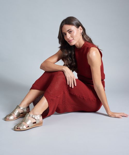 Anabela Couro Pescador Dani - Prata Velho