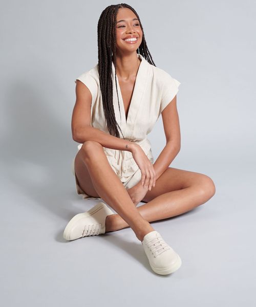 Tenis Couro Elastico Poazinho - Offwhite