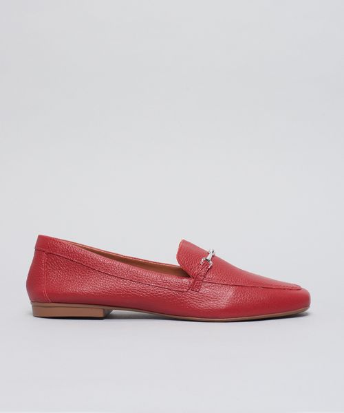Mocassim Couro Bridao - Vermelho