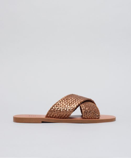 Rasteira Basica Tresse Cruzado - Bronze