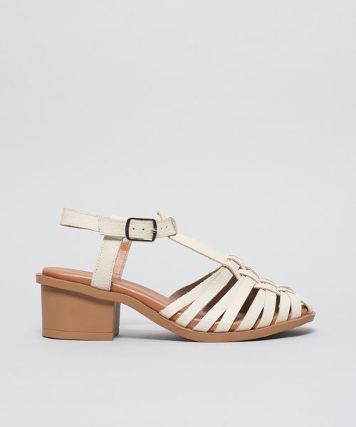Sandalia Media Couro Maite - Offwhite