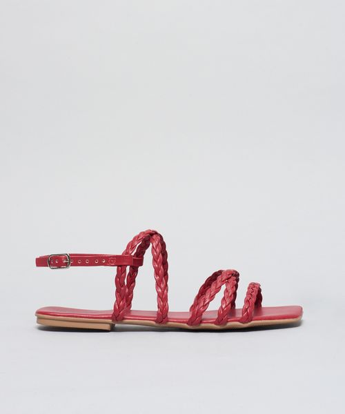 Rasteira Basica Trancinha Soft - Vermelho