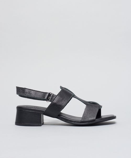 Sandalia Media Couro Liz - Preto