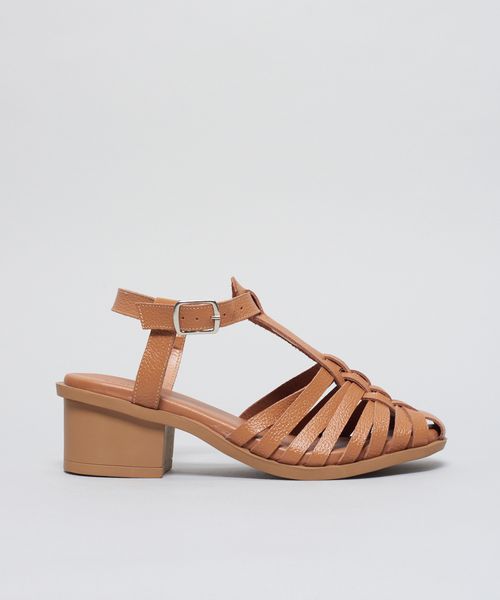 Sandalia Media Couro Maite - Caramelo