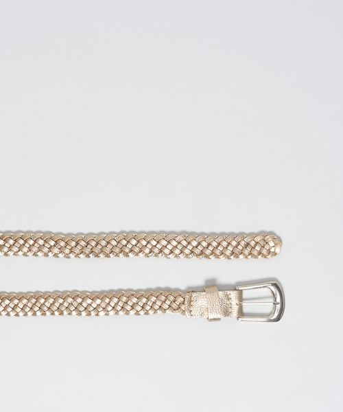 Cinto Couro Tresse Isa - Prata Velho